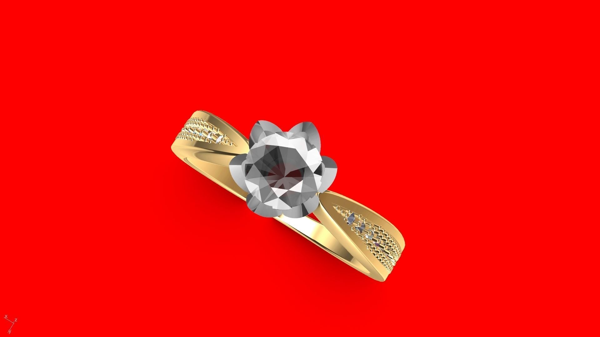 DAIMOND SHANK SOLITAIRE RING stl verified  3D print model_23