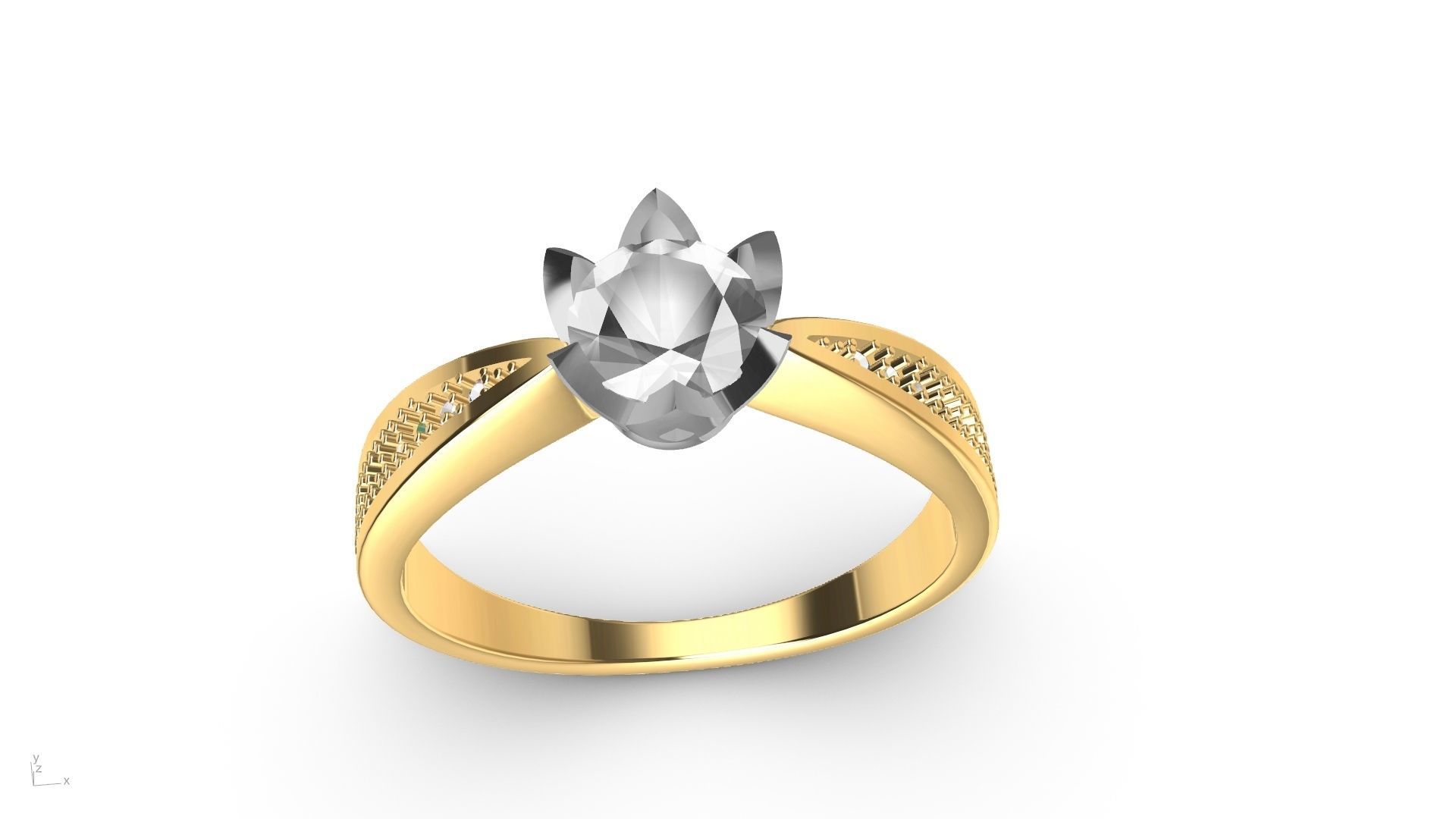 DAIMOND SHANK SOLITAIRE RING stl verified  3D print model_2