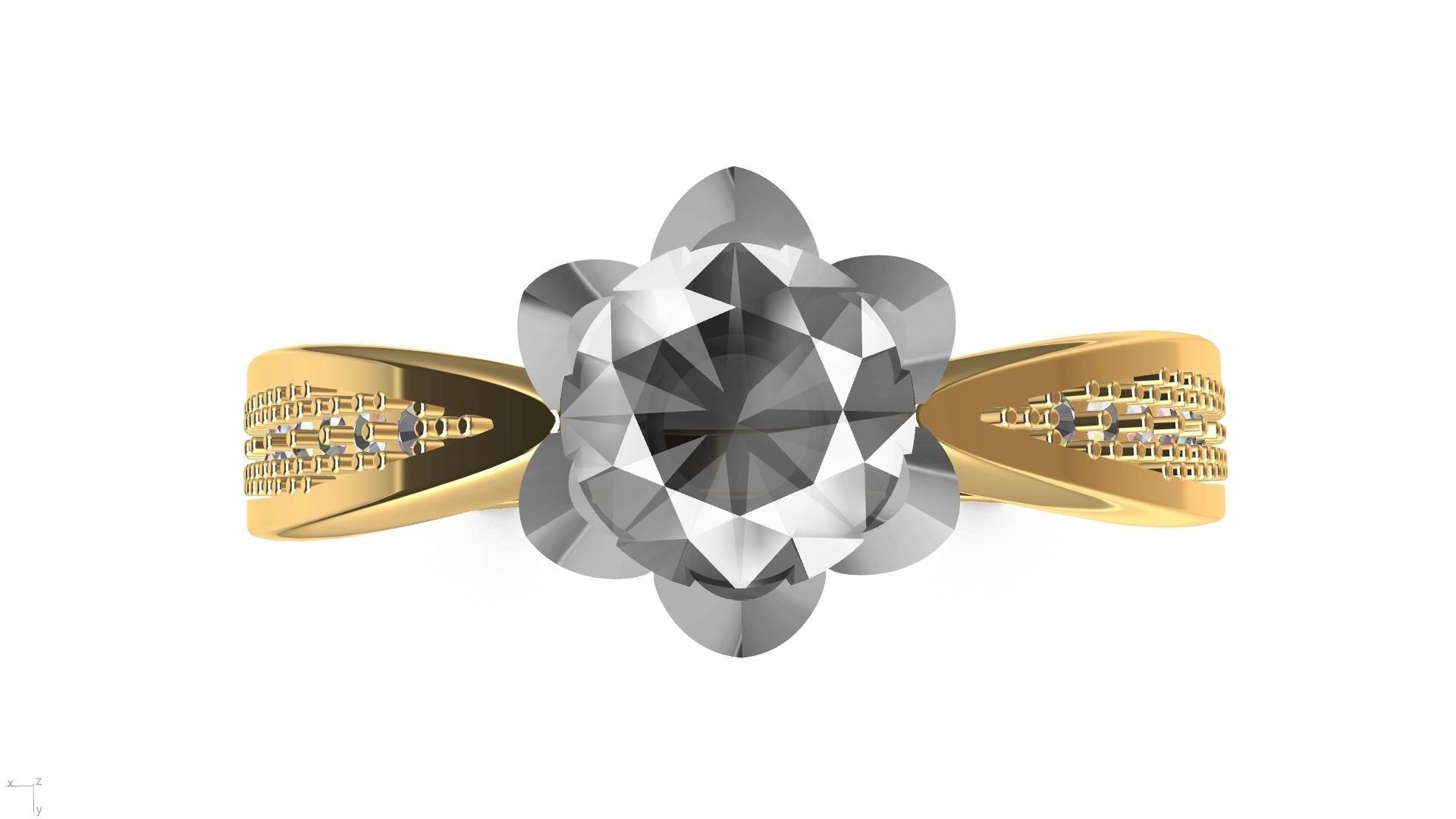 DAIMOND SHANK SOLITAIRE RING stl verified  3D print model_13