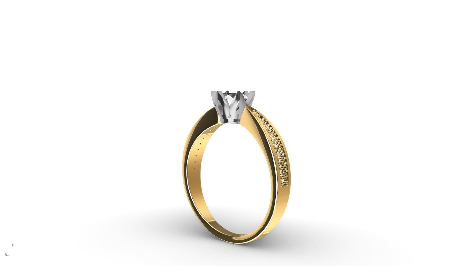 DAIMOND SHANK SOLITAIRE RING stl verified  3D print model_6
