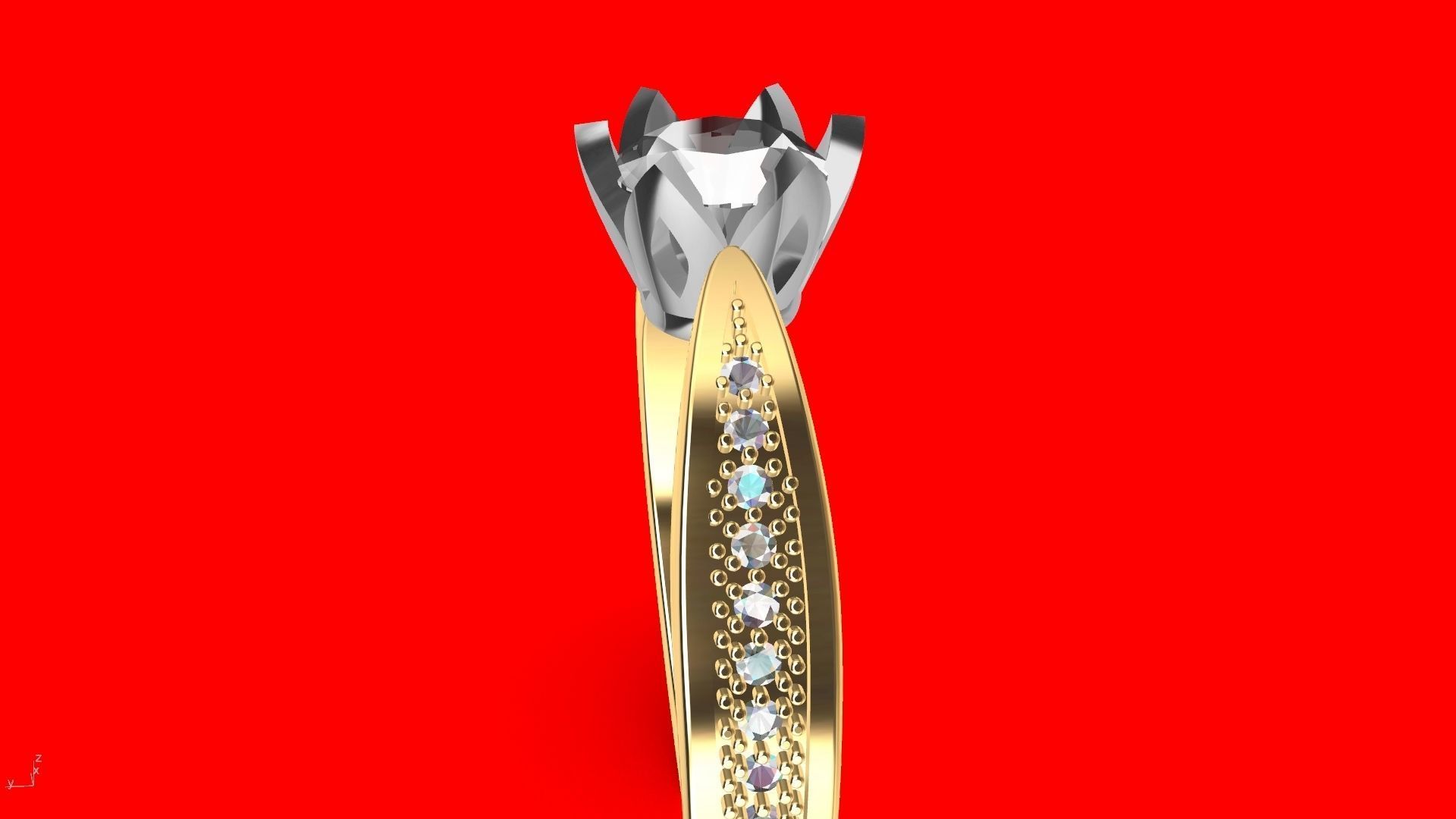 DAIMOND SHANK SOLITAIRE RING stl verified  3D print model_22