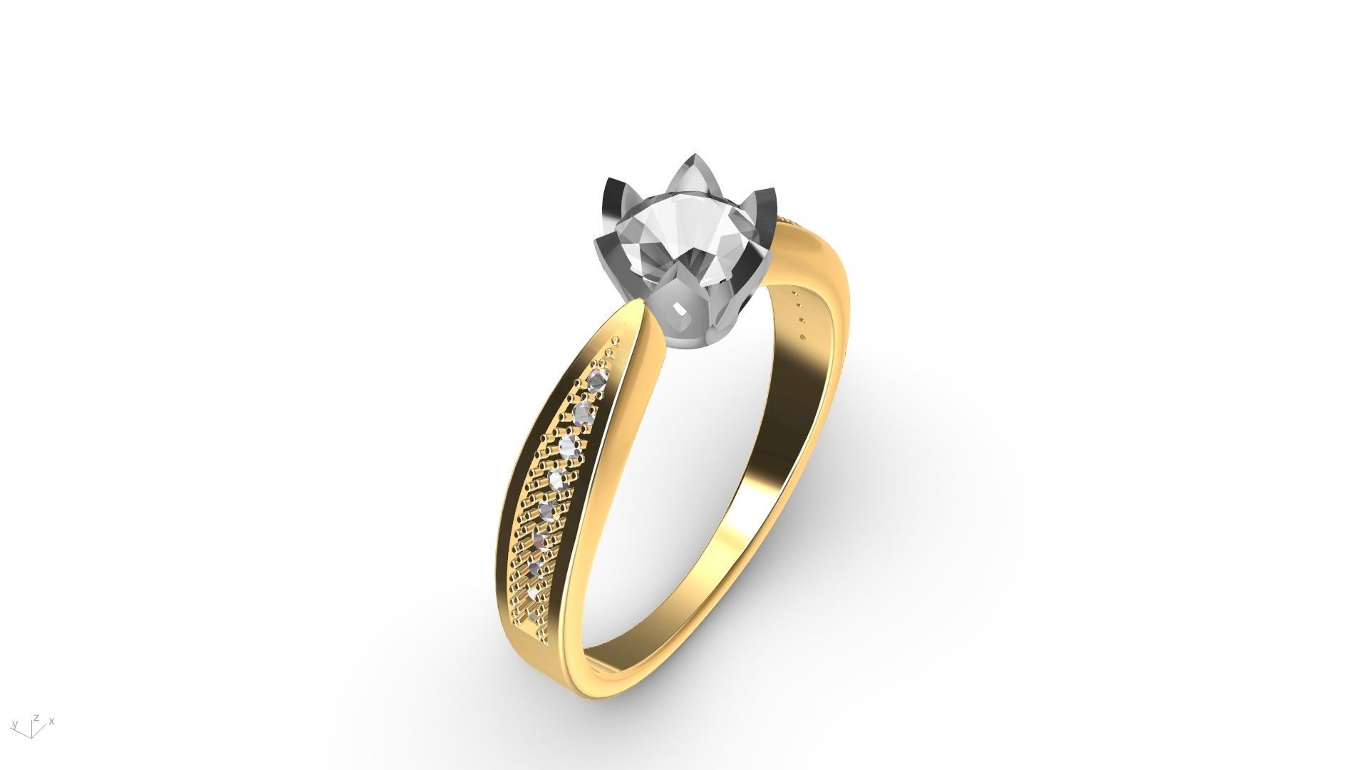 DAIMOND SHANK SOLITAIRE RING stl verified  3D print model_3