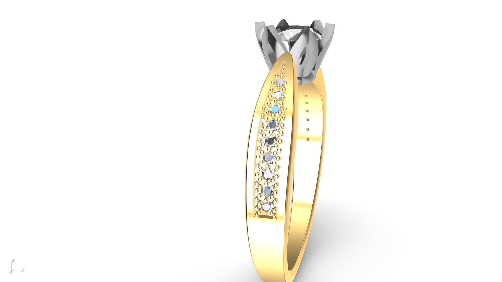 DAIMOND SHANK SOLITAIRE RING stl verified  3D print model_17