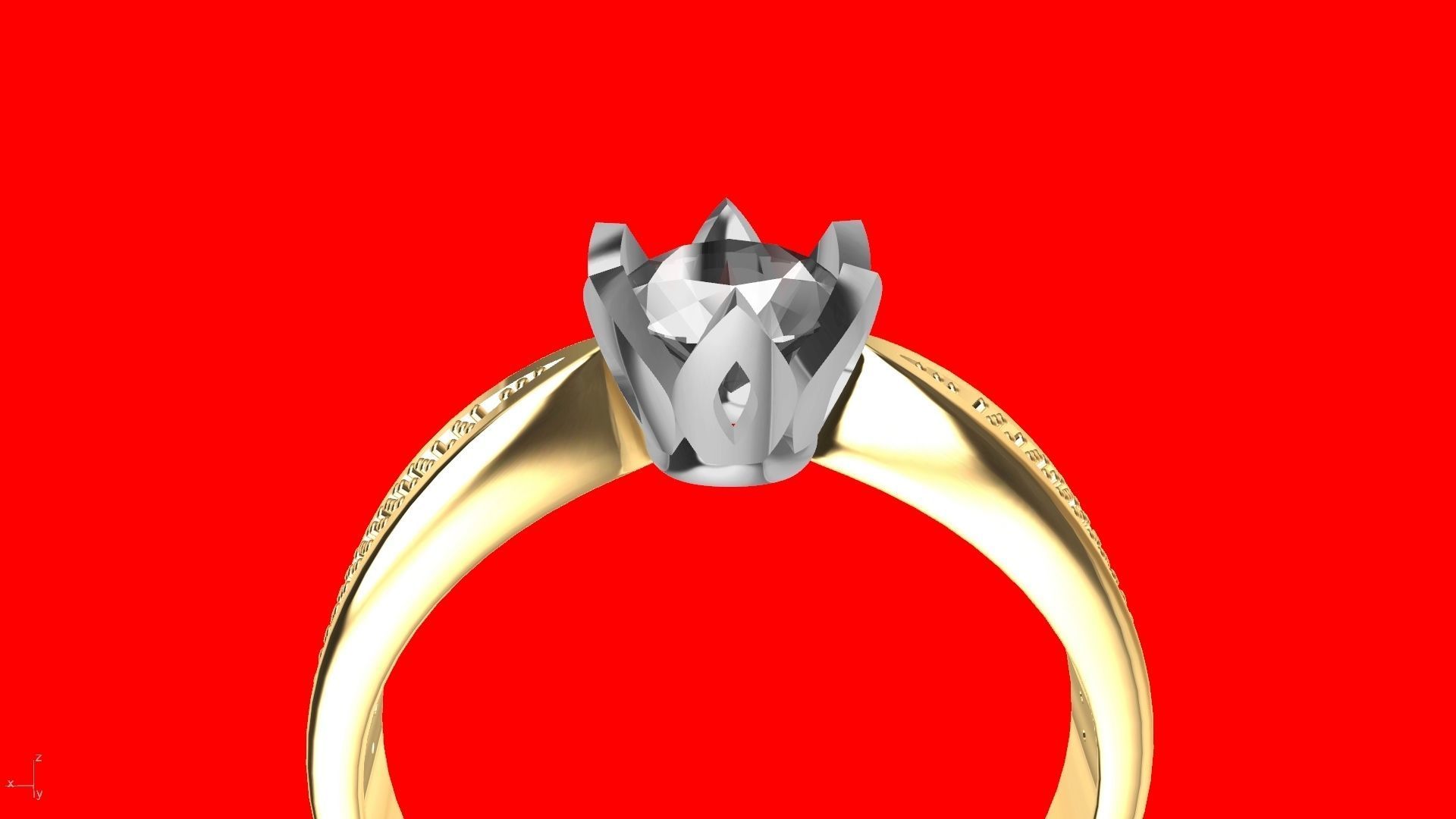 DAIMOND SHANK SOLITAIRE RING stl verified  3D print model_20
