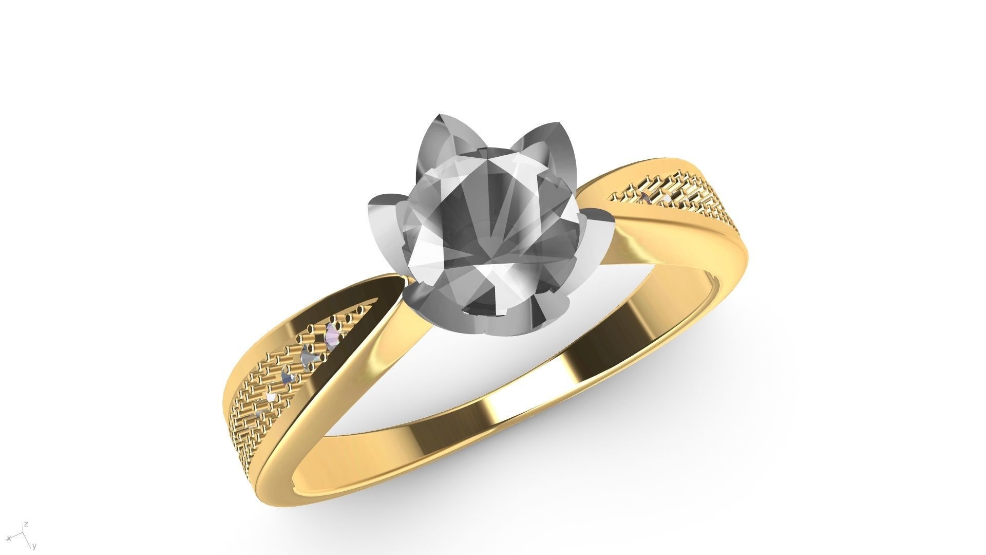 DAIMOND SHANK SOLITAIRE RING stl verified  3D print model_14