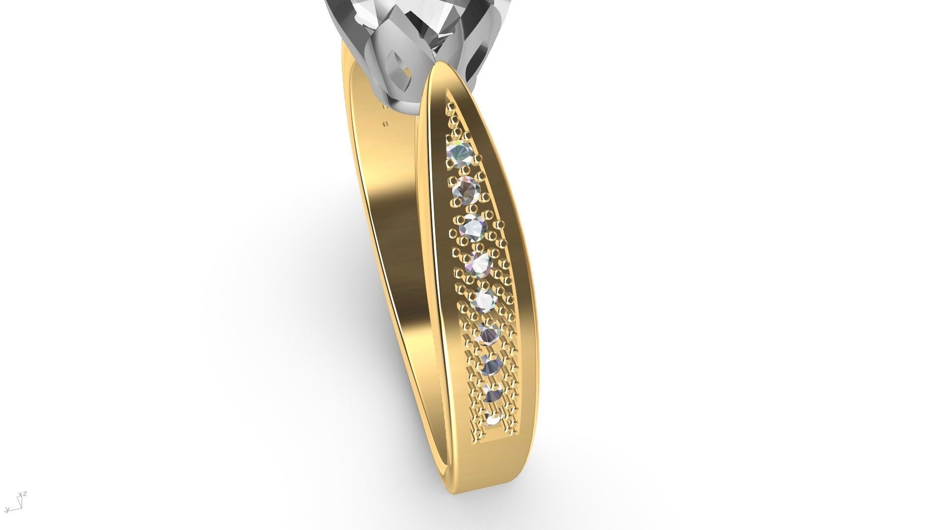 DAIMOND SHANK SOLITAIRE RING stl verified  3D print model_10