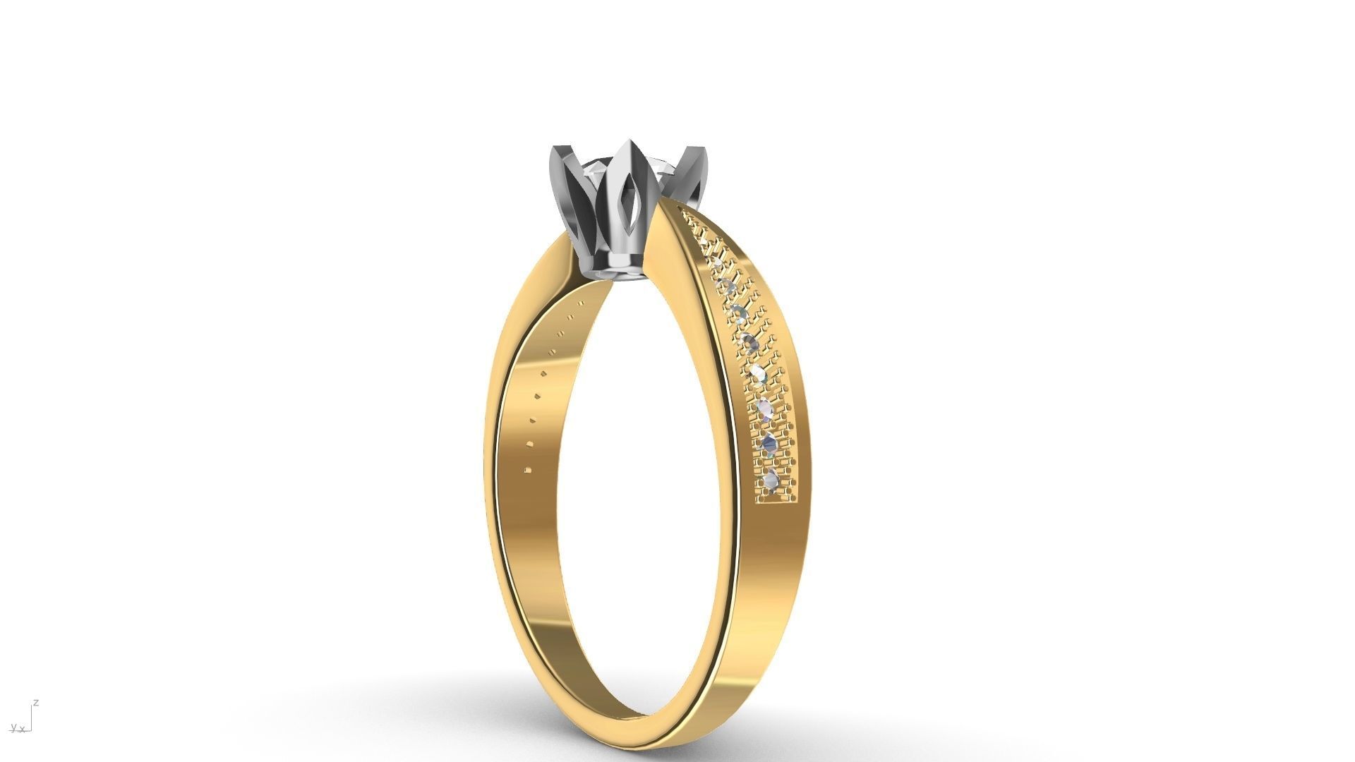 DAIMOND SHANK SOLITAIRE RING stl verified  3D print model_4