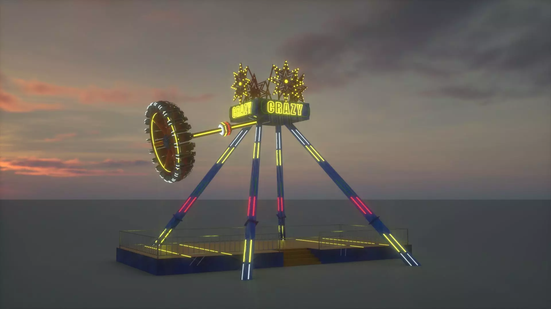 3D Funfair Crazy Vertical Rider model 3D model_0