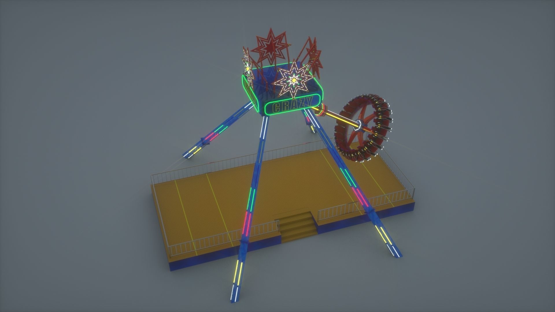 3D Funfair Crazy Vertical Rider model 3D model_3