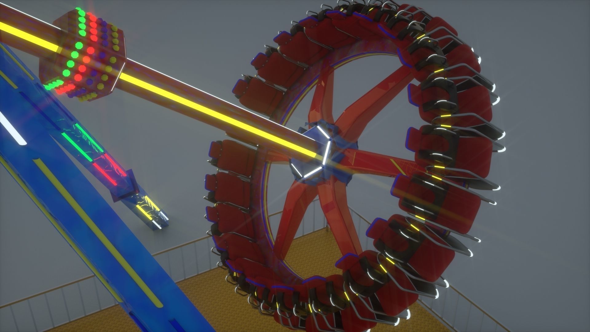 3D Funfair Crazy Vertical Rider model 3D model_2