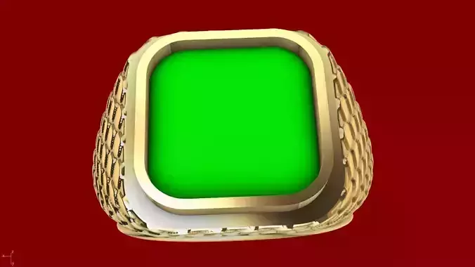 CABOCHON SIGNET RING TEXTURED stl verified 