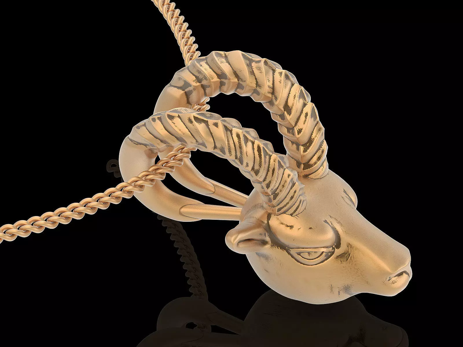 Goat pendant gold printable jewelry 3D model 3D print model