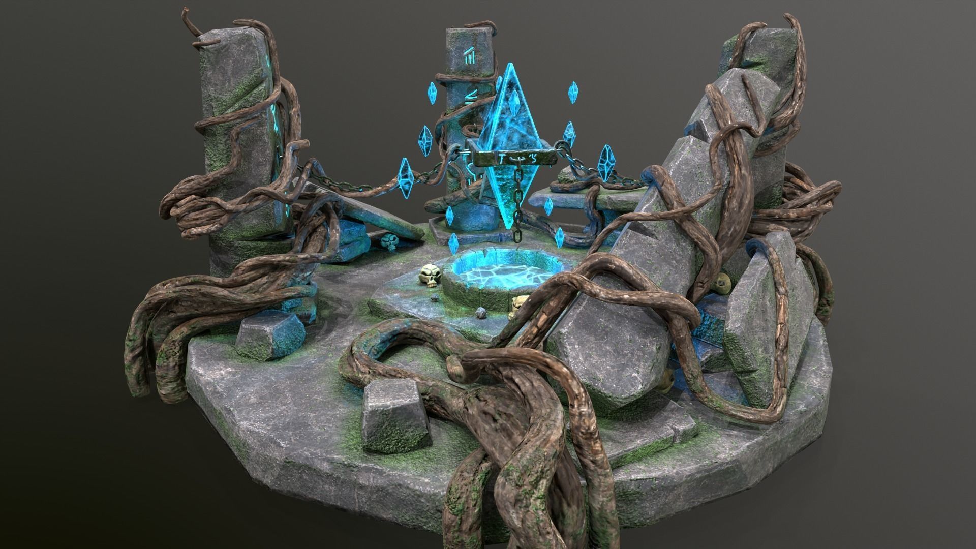 Magic Crystal Low-poly 3D model_6