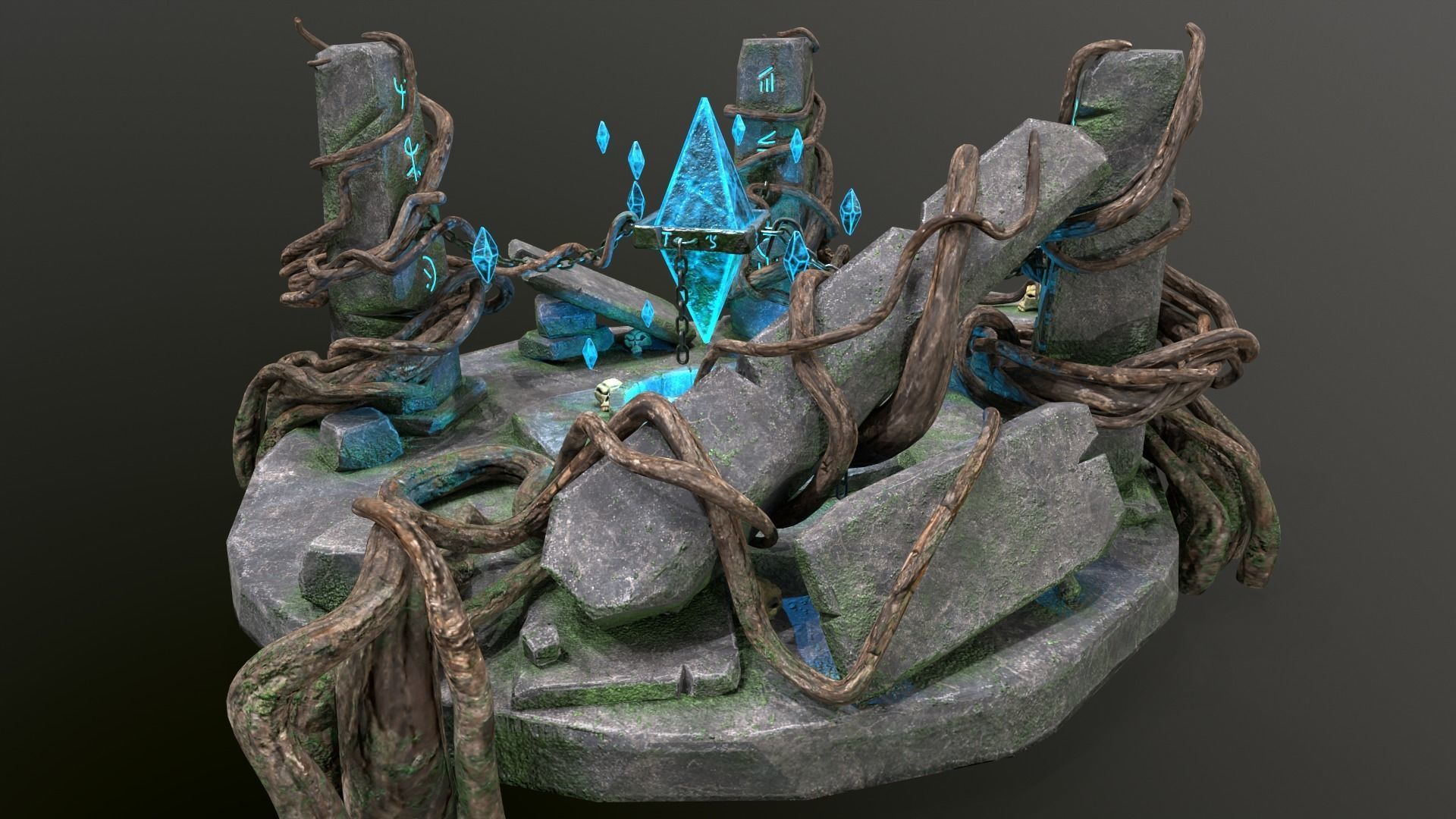 Magic Crystal Low-poly 3D model_5