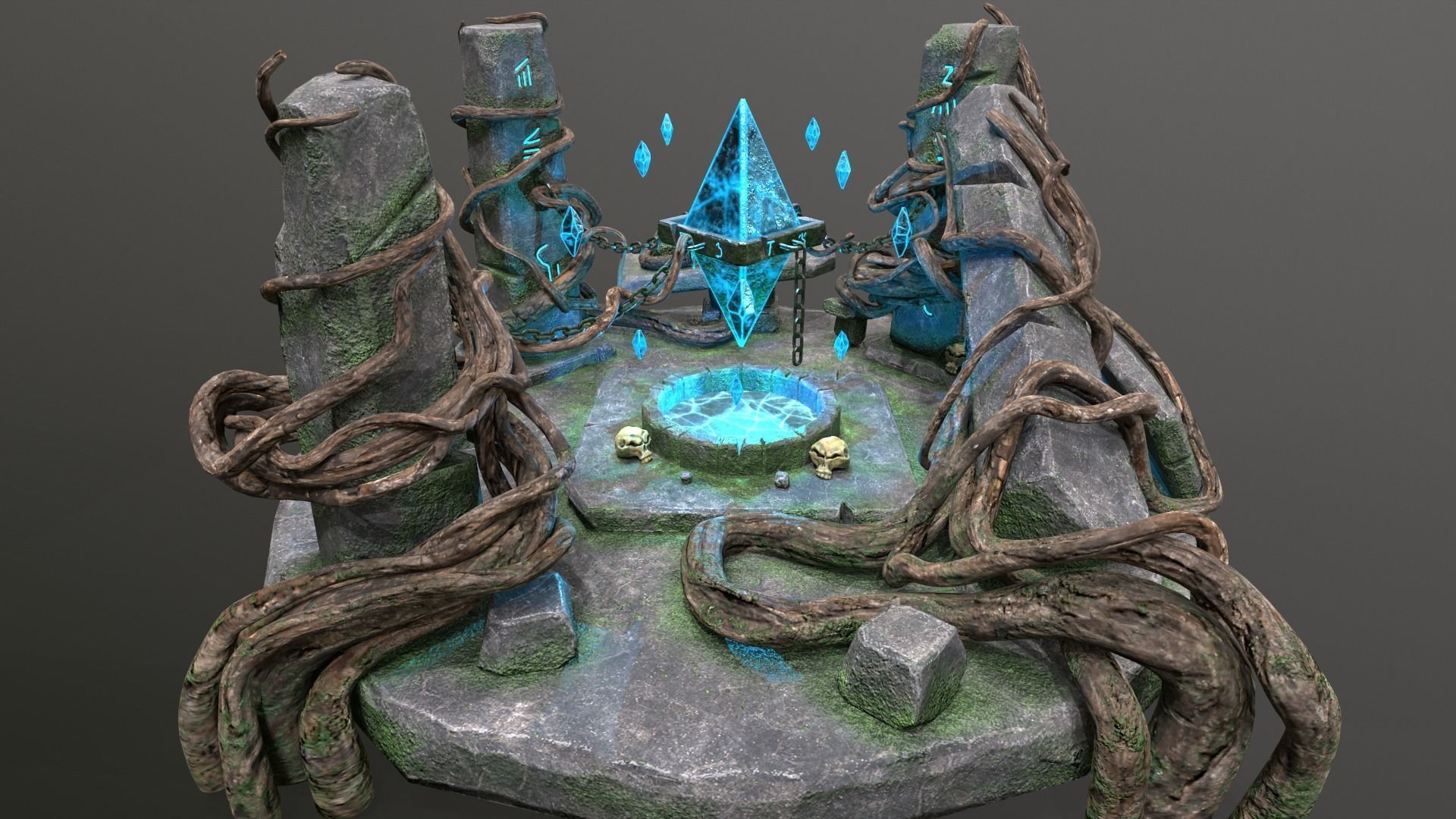 Magic Crystal Low-poly 3D model_7