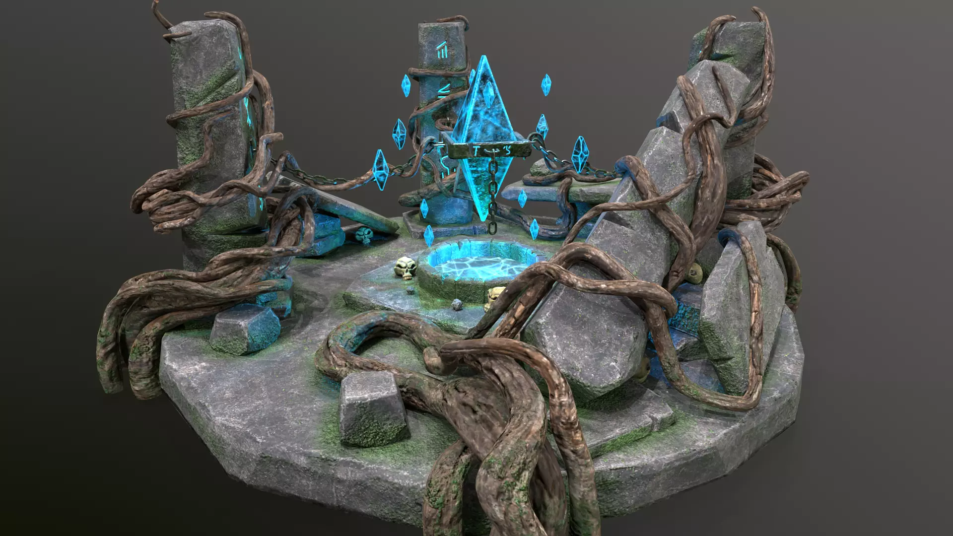 Magic Crystal Low-poly 3D model_0