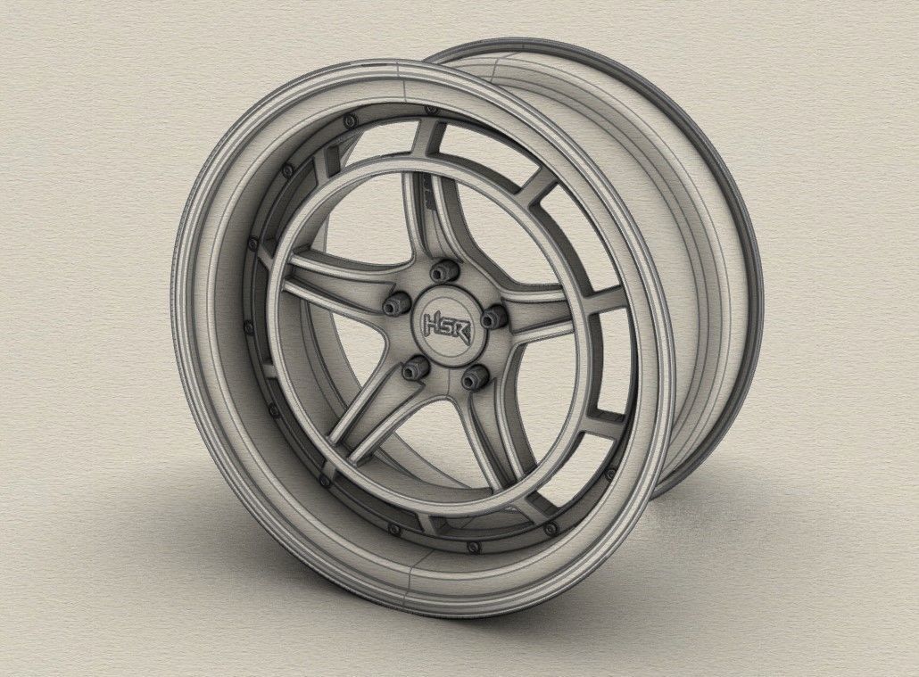 HSR Rai S4 3 Piece Rims wheels 3D model_9