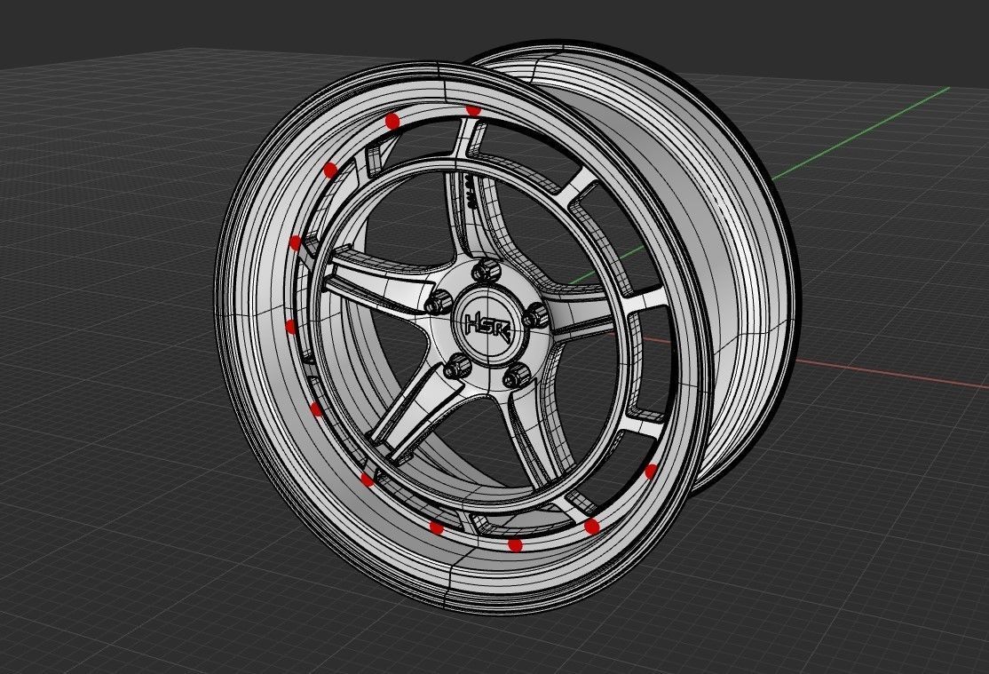 HSR Rai S4 3 Piece Rims wheels 3D model_6