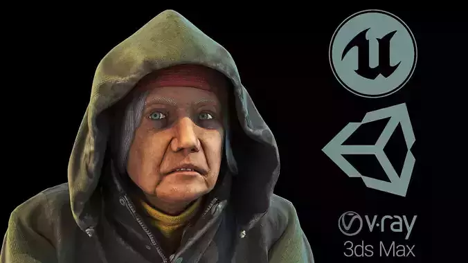 Homeless person Martha Low-poly 3D model