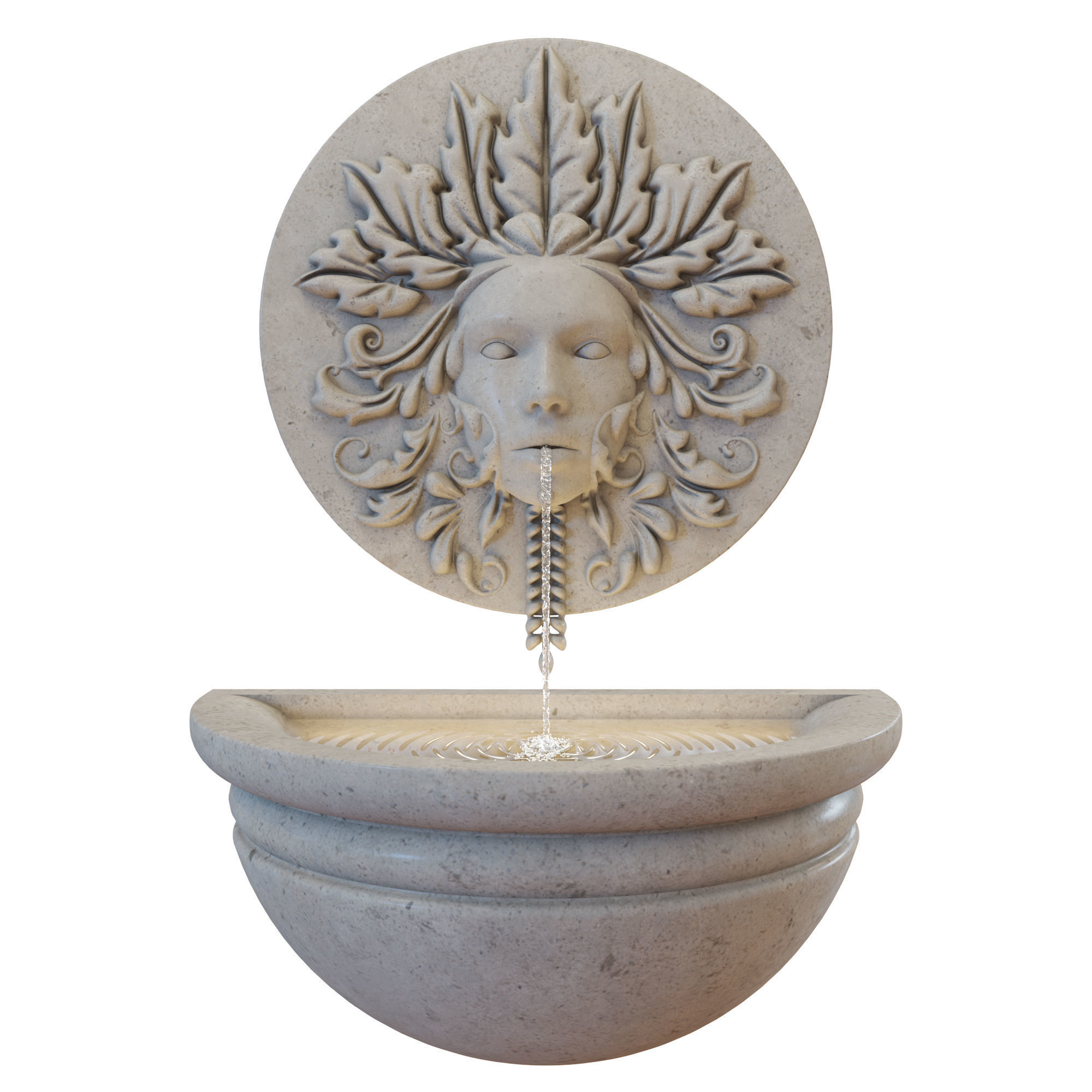 Green Woman Stone Water Feature - Fountain 3D model_1