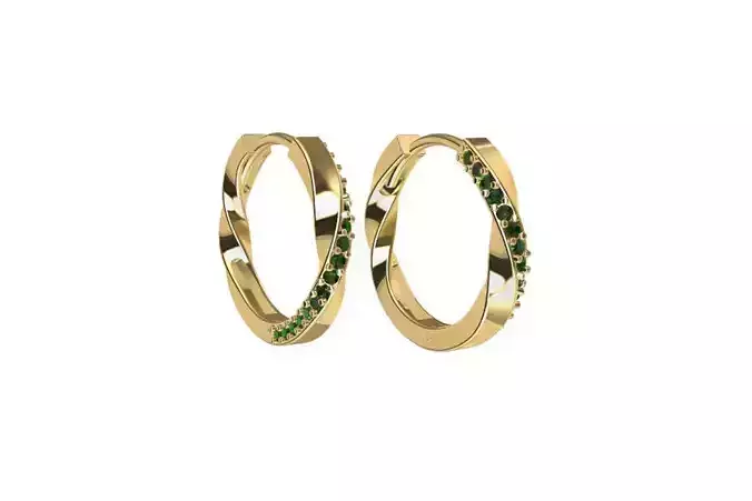 Mobius Huggie Hoop Earrings with Gemstones