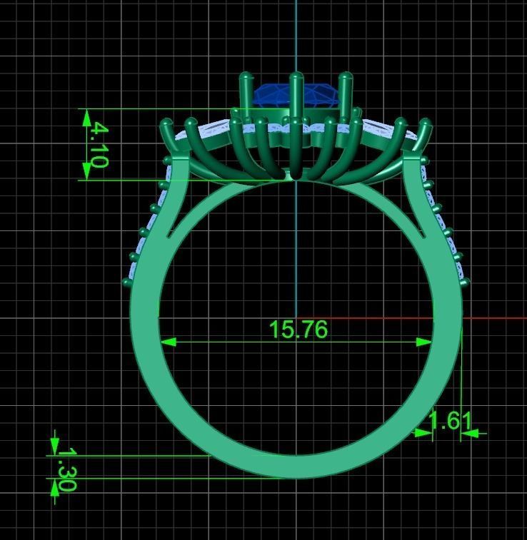diamond  cocktail ring  3D print model_1