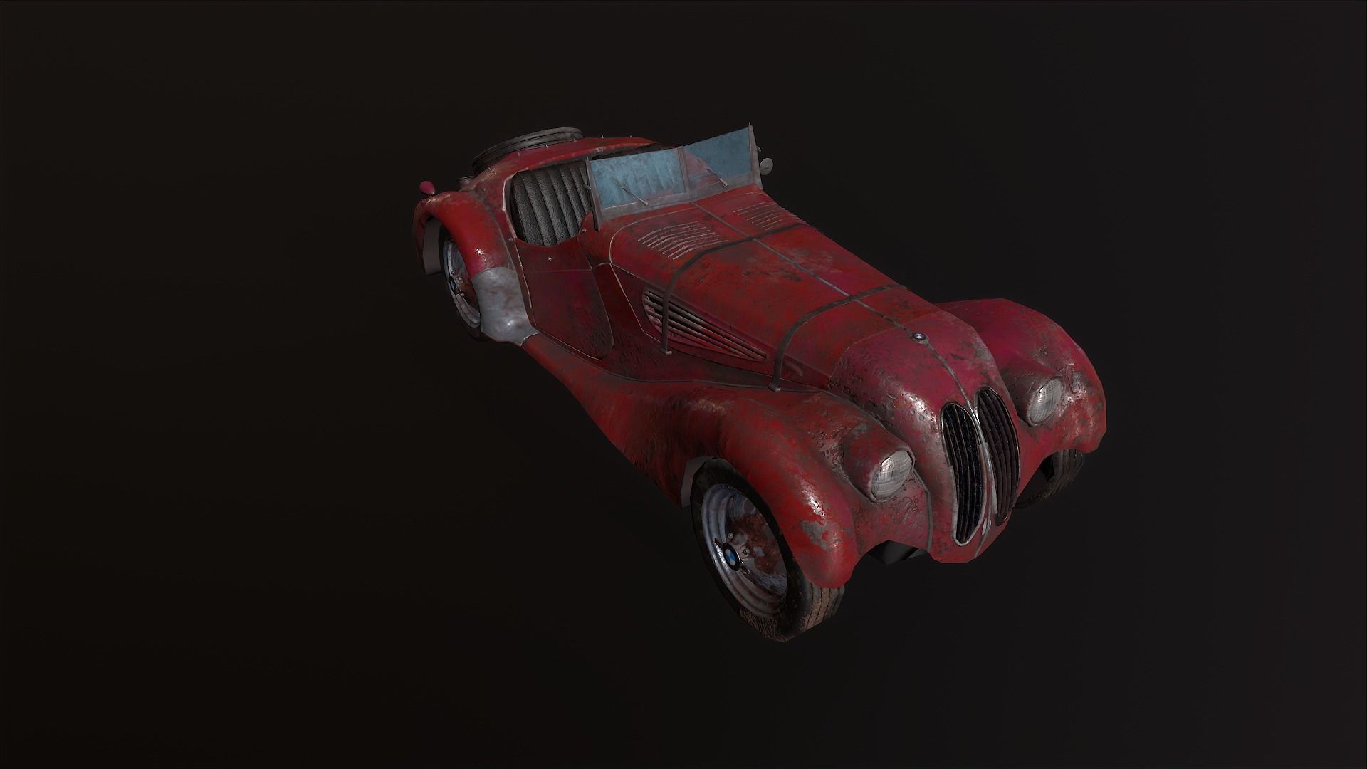 Vintage rusty car 3D Model Low-poly 3D model_11