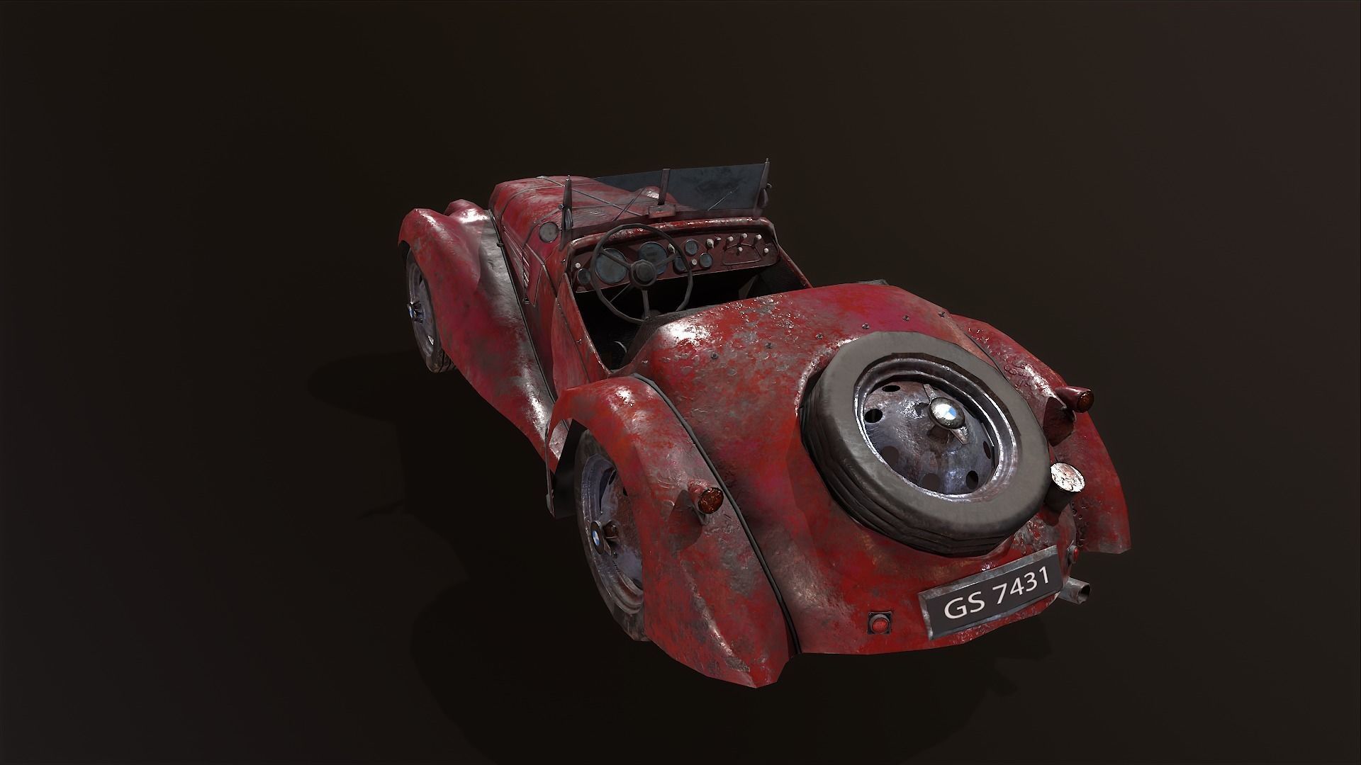 Vintage rusty car 3D Model Low-poly 3D model_3
