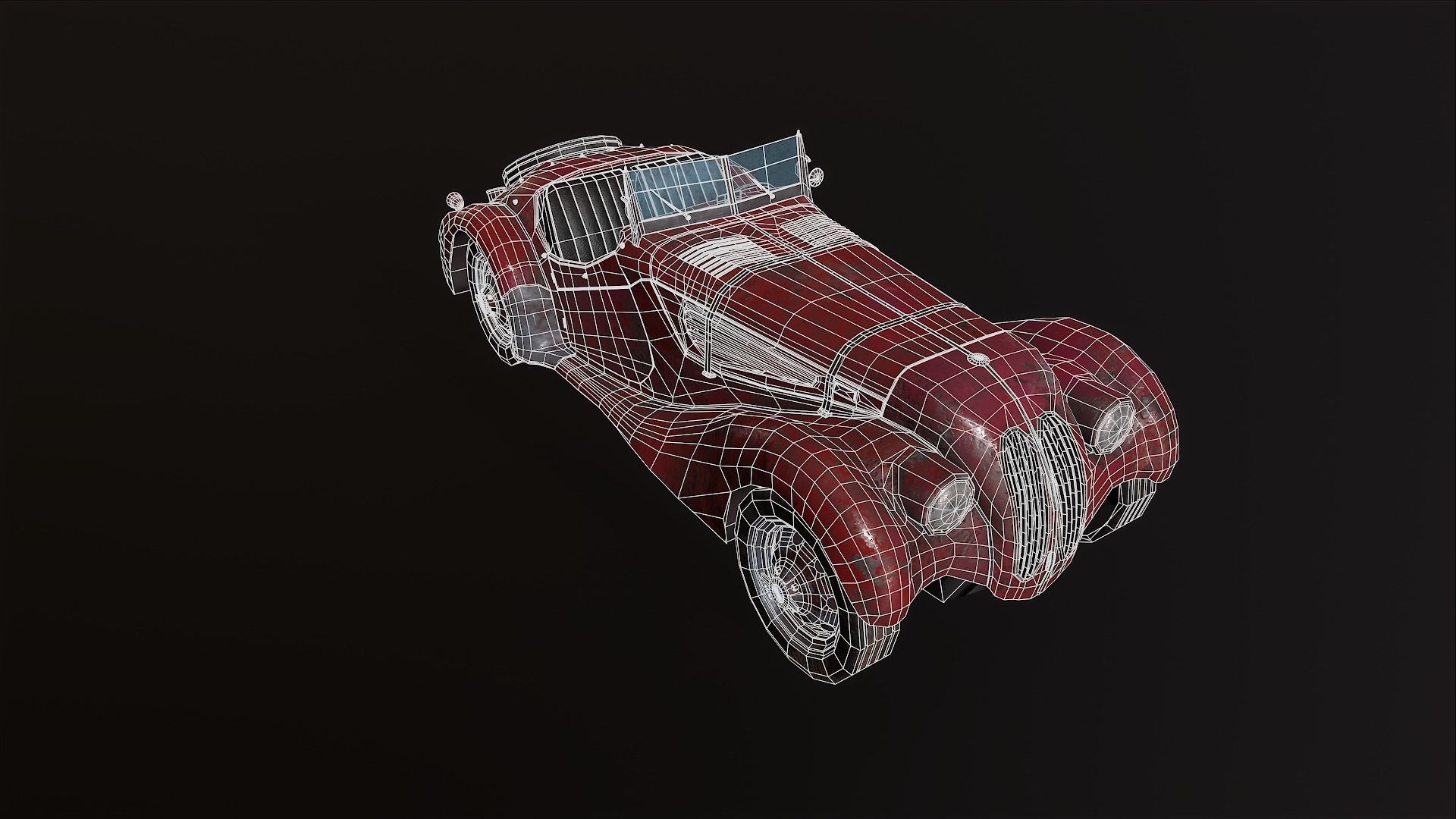 Vintage rusty car 3D Model Low-poly 3D model_13