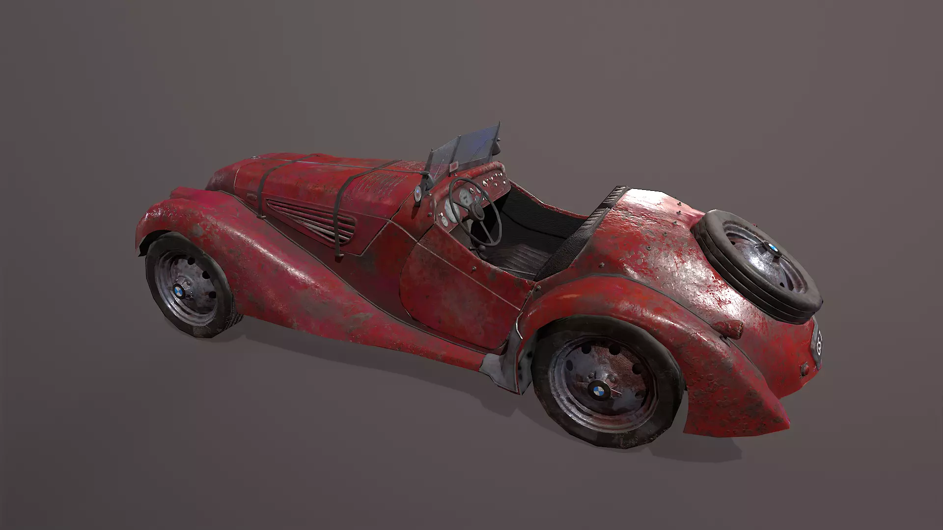 Vintage rusty car 3D Model Low-poly 3D model_0