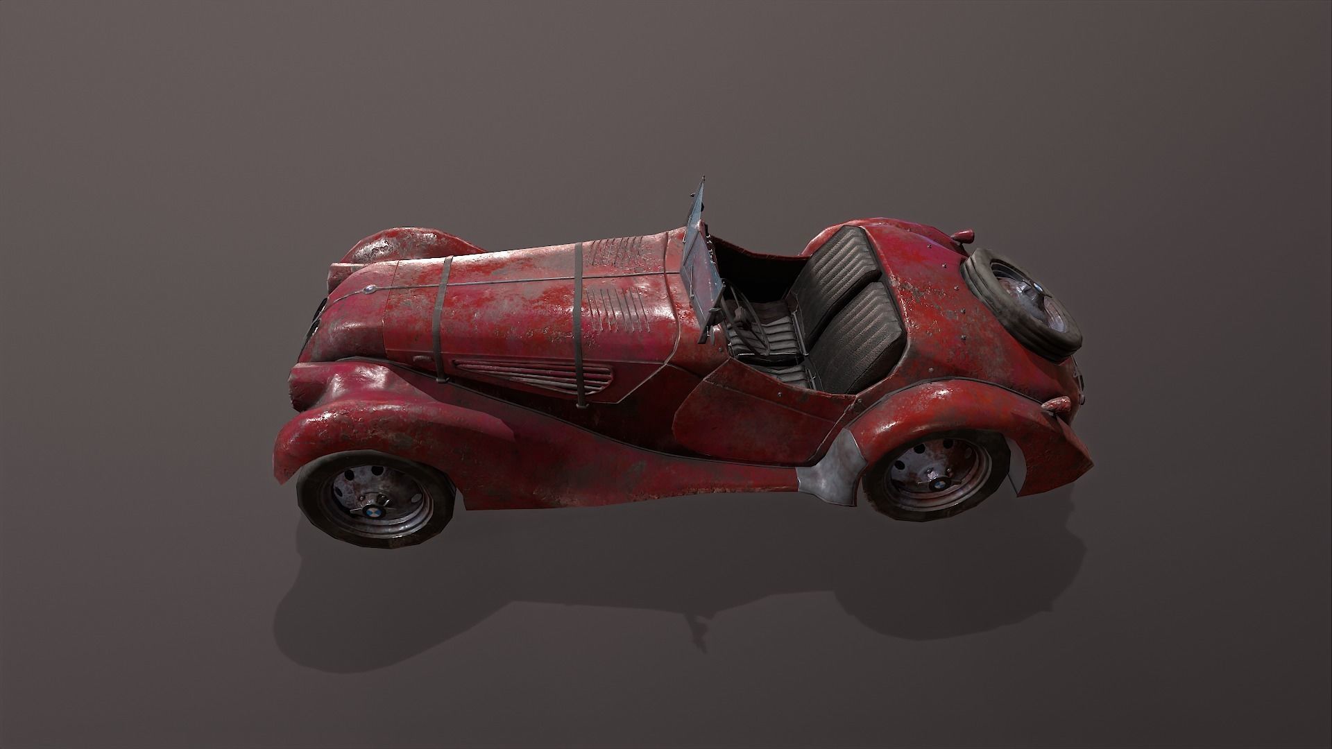 Vintage rusty car 3D Model Low-poly 3D model_10