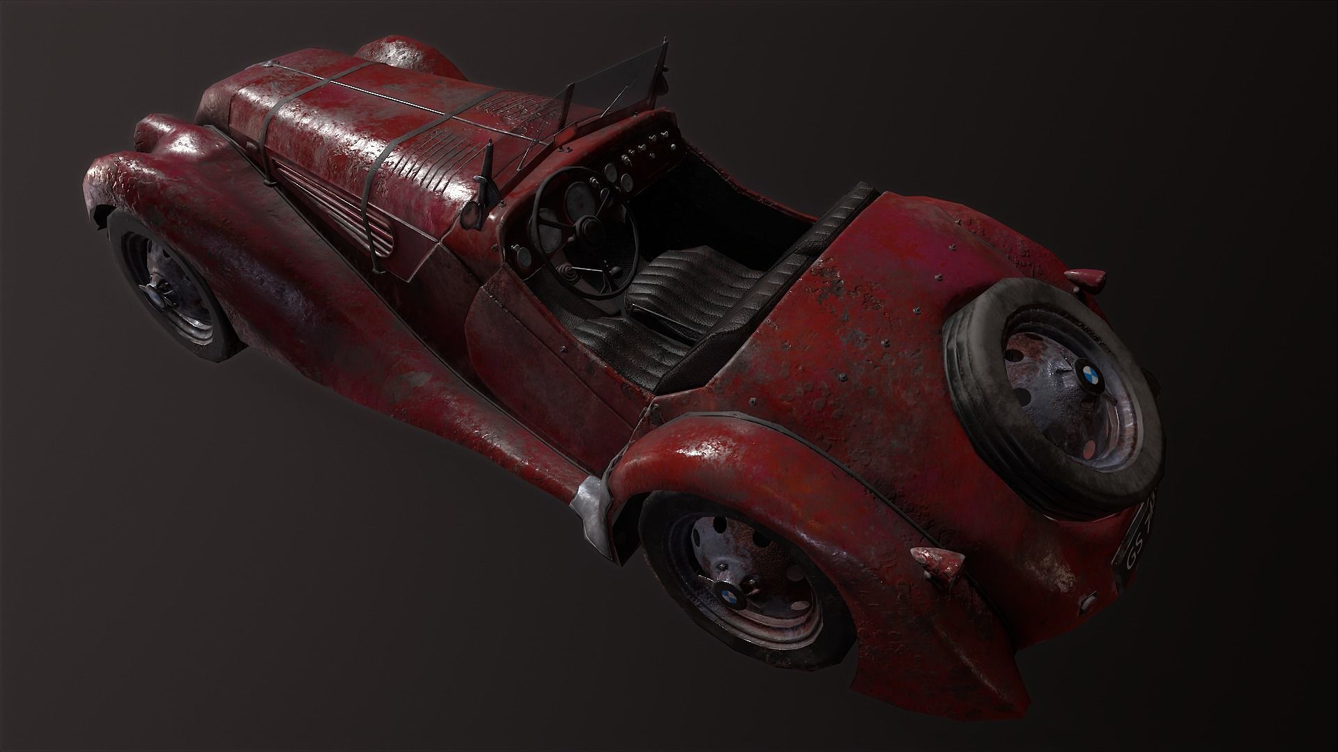 Vintage rusty car 3D Model Low-poly 3D model_8
