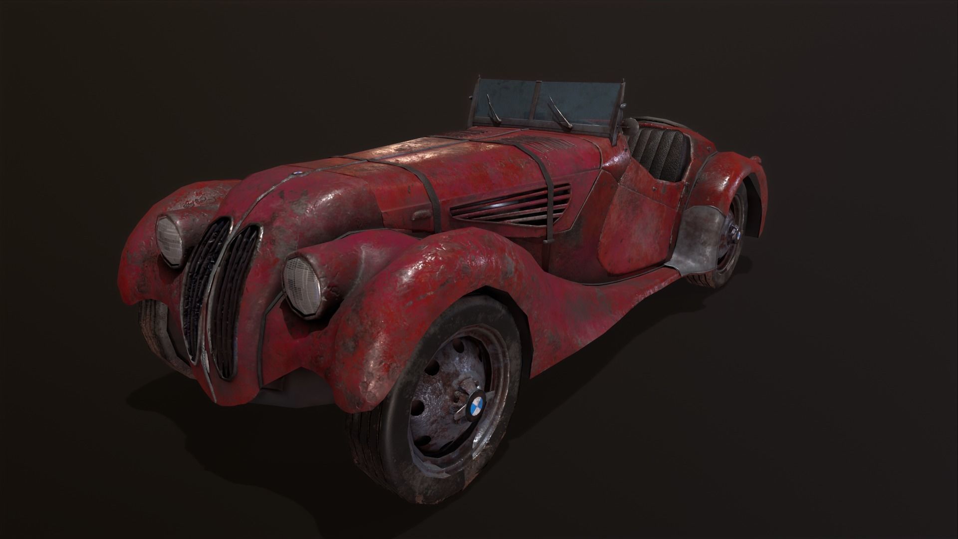 Vintage rusty car 3D Model Low-poly 3D model_4