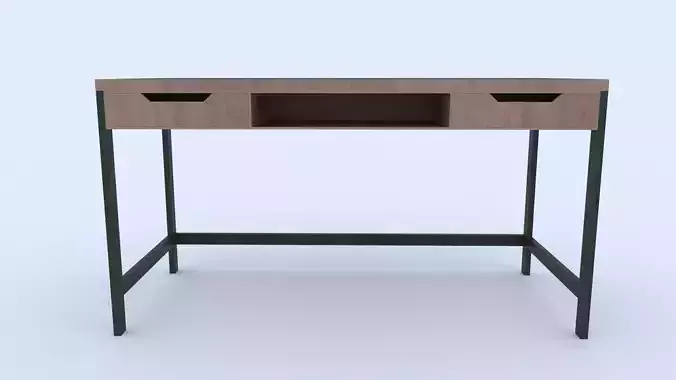 Contemporary Wood Office Desk Interior Furniture Table Drawers Low-poly 3D model