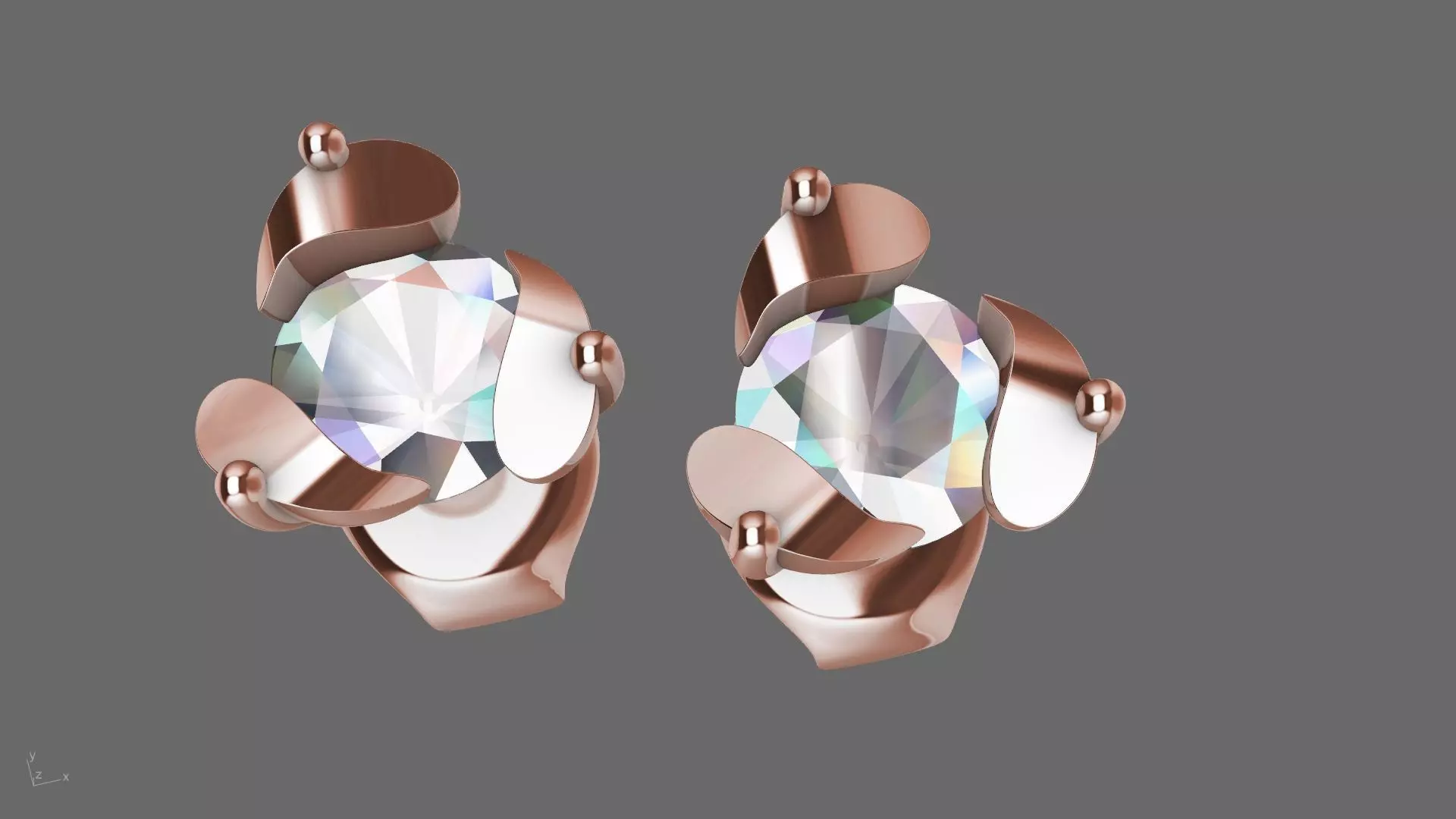 5 mm diamond earrings studs stl verified 3D print model