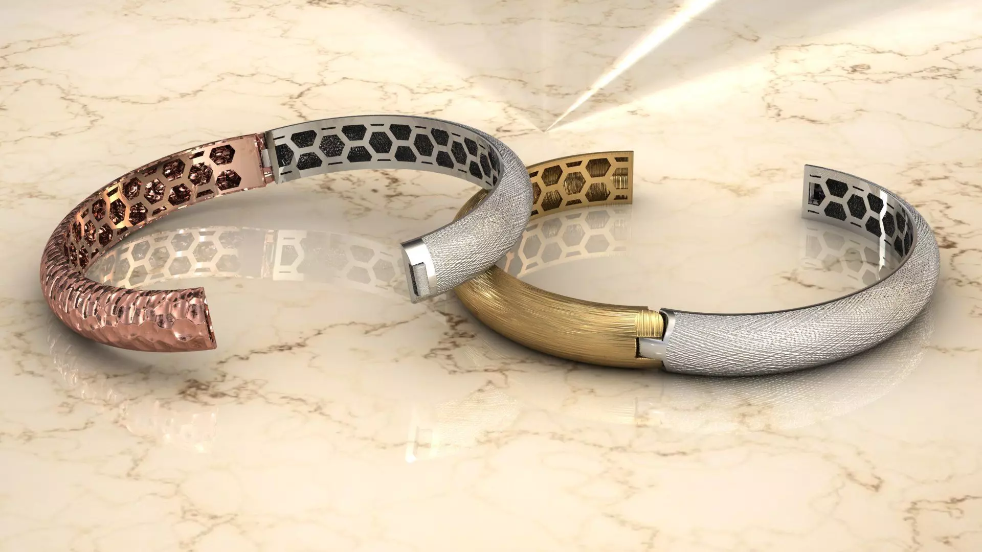 Bangel cuff bracelet on marble 3D print model