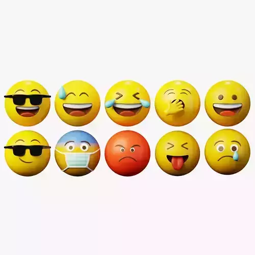 10 Emoticon Yellow Ball Pack 3D model