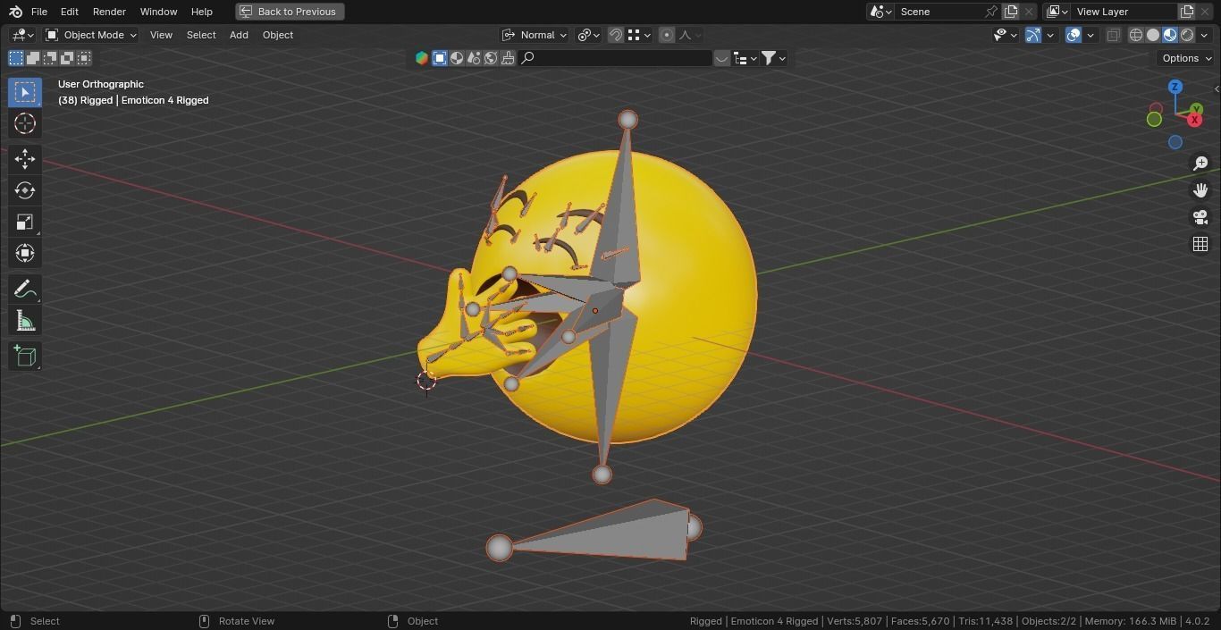 10 Emoticon Yellow Ball Pack 3D model_16