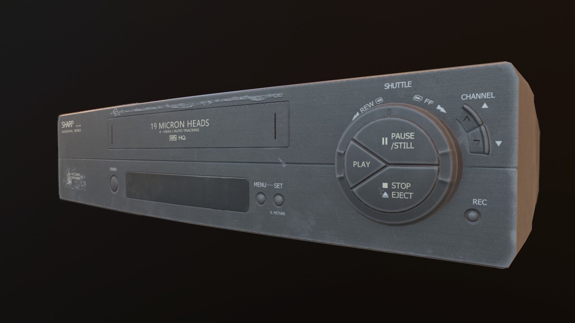 SHARP VHS Player Low-poly 3D model_6