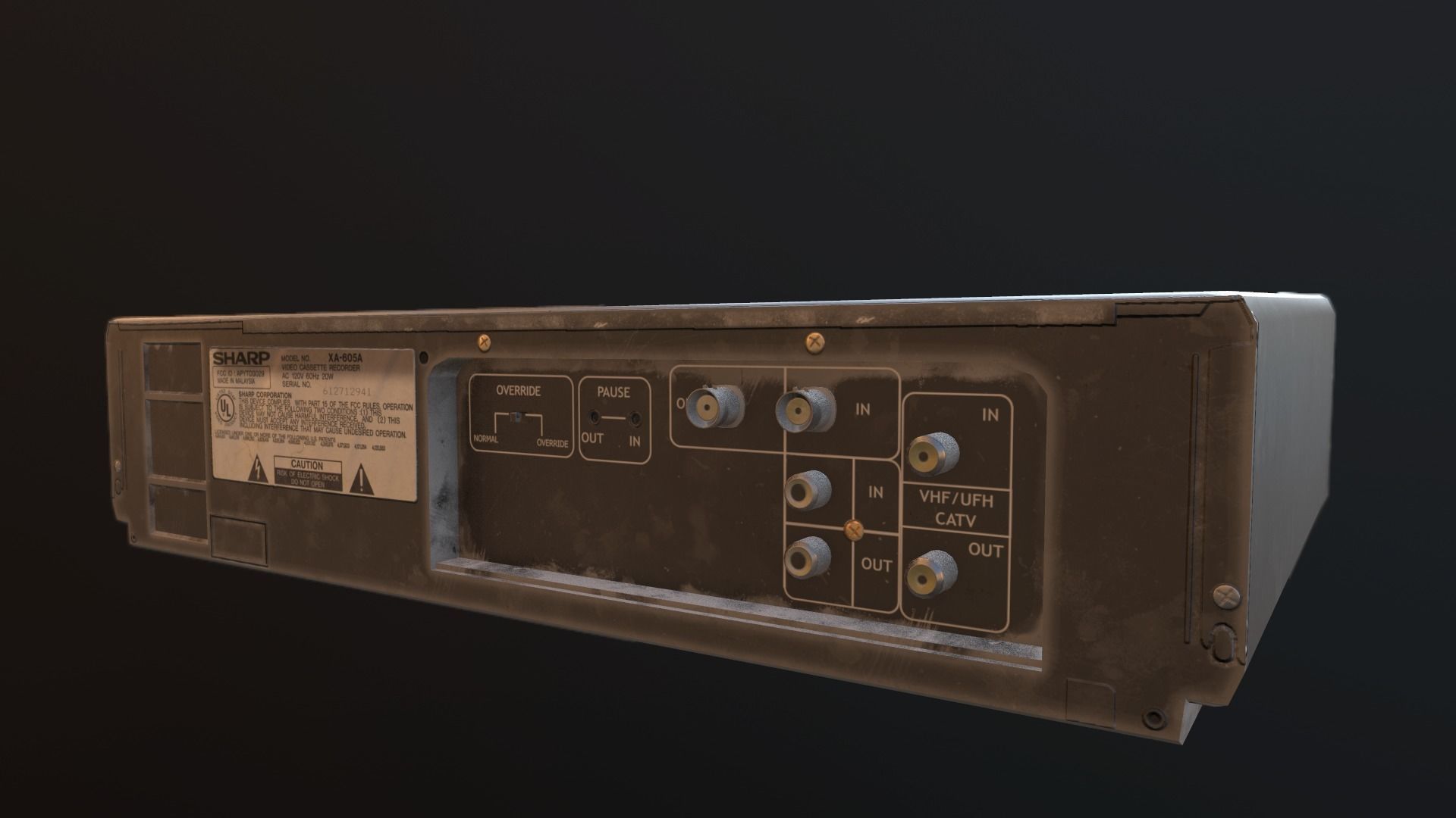 SHARP VHS Player Low-poly 3D model_9