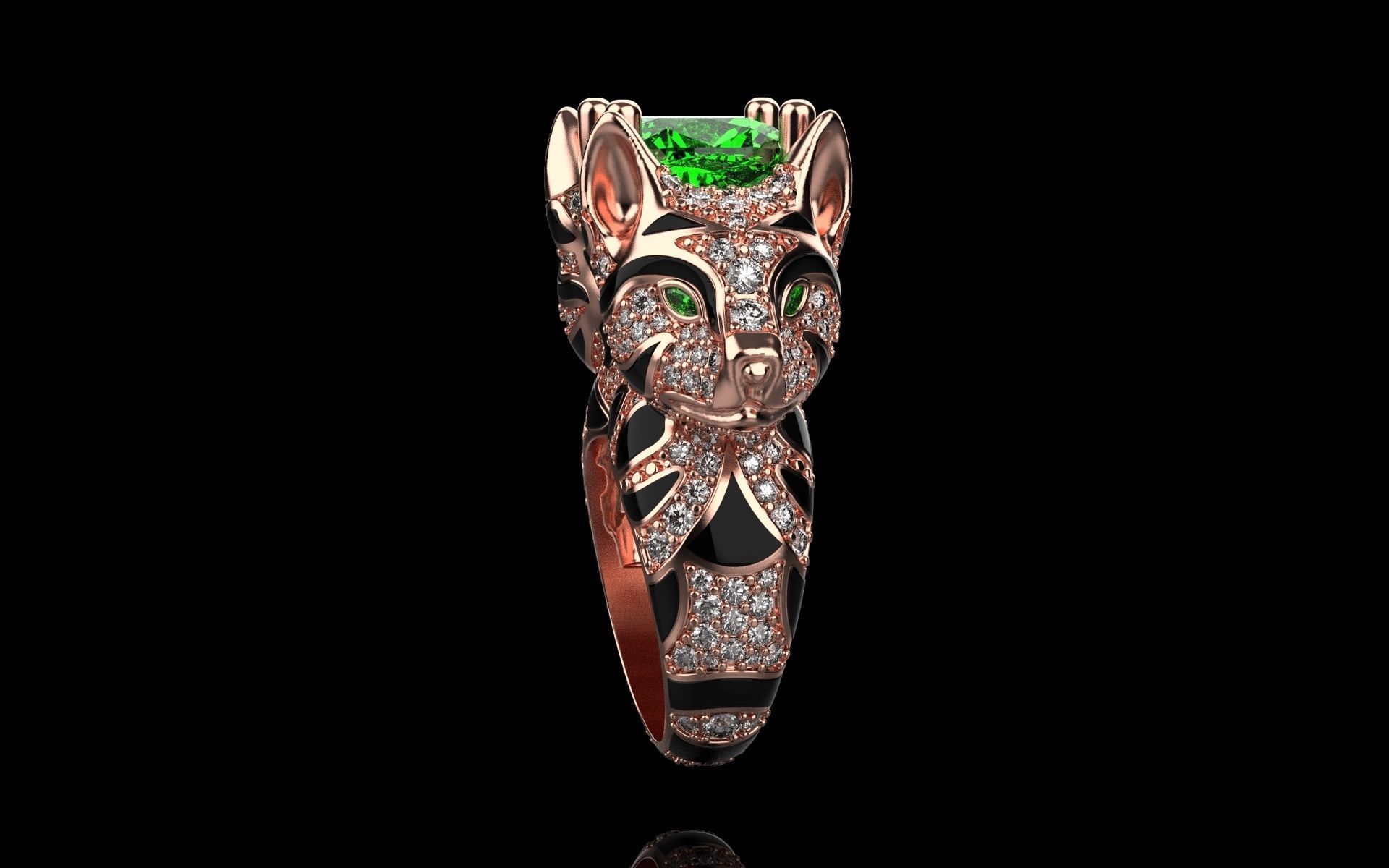 cat ring with gems 3D print model_24