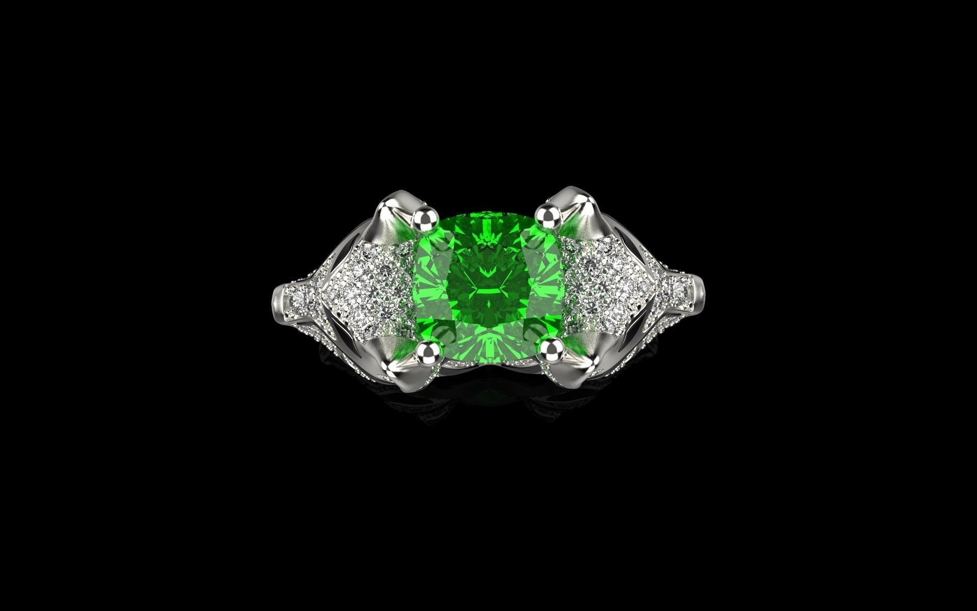 cat ring with gems 3D print model_18