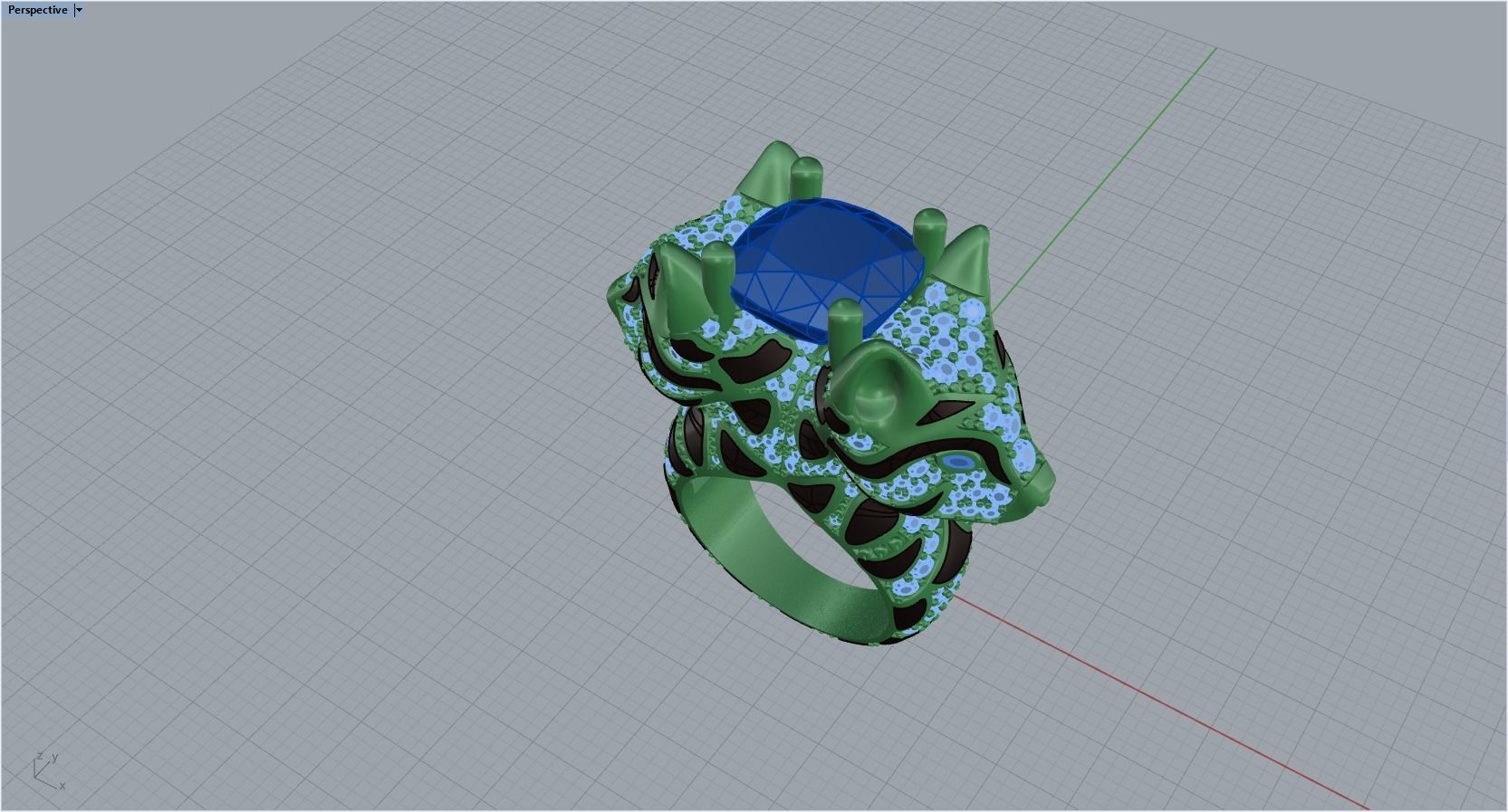 cat ring with gems 3D print model_28