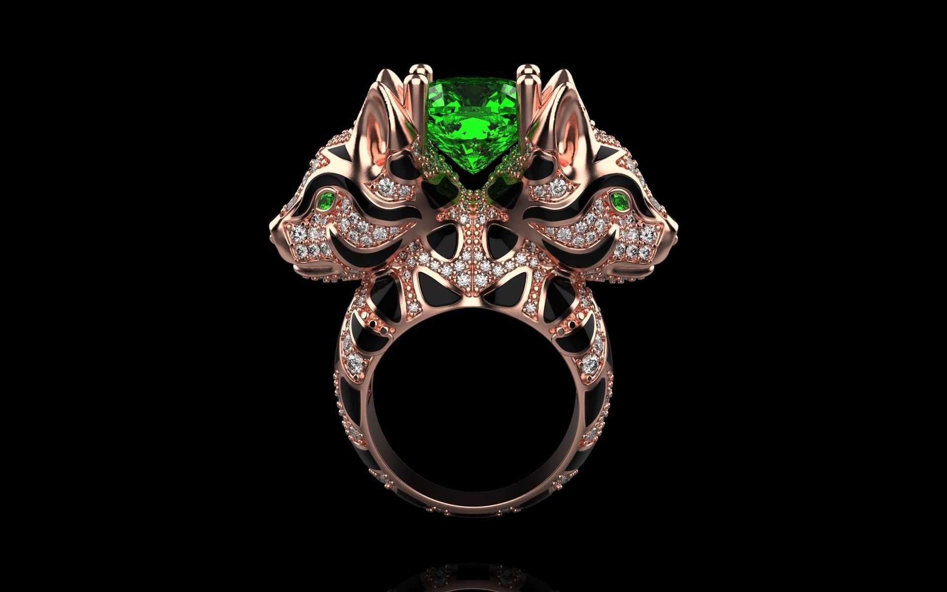 cat ring with gems 3D print model_6