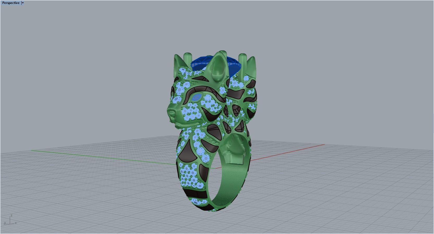 cat ring with gems 3D print model_29