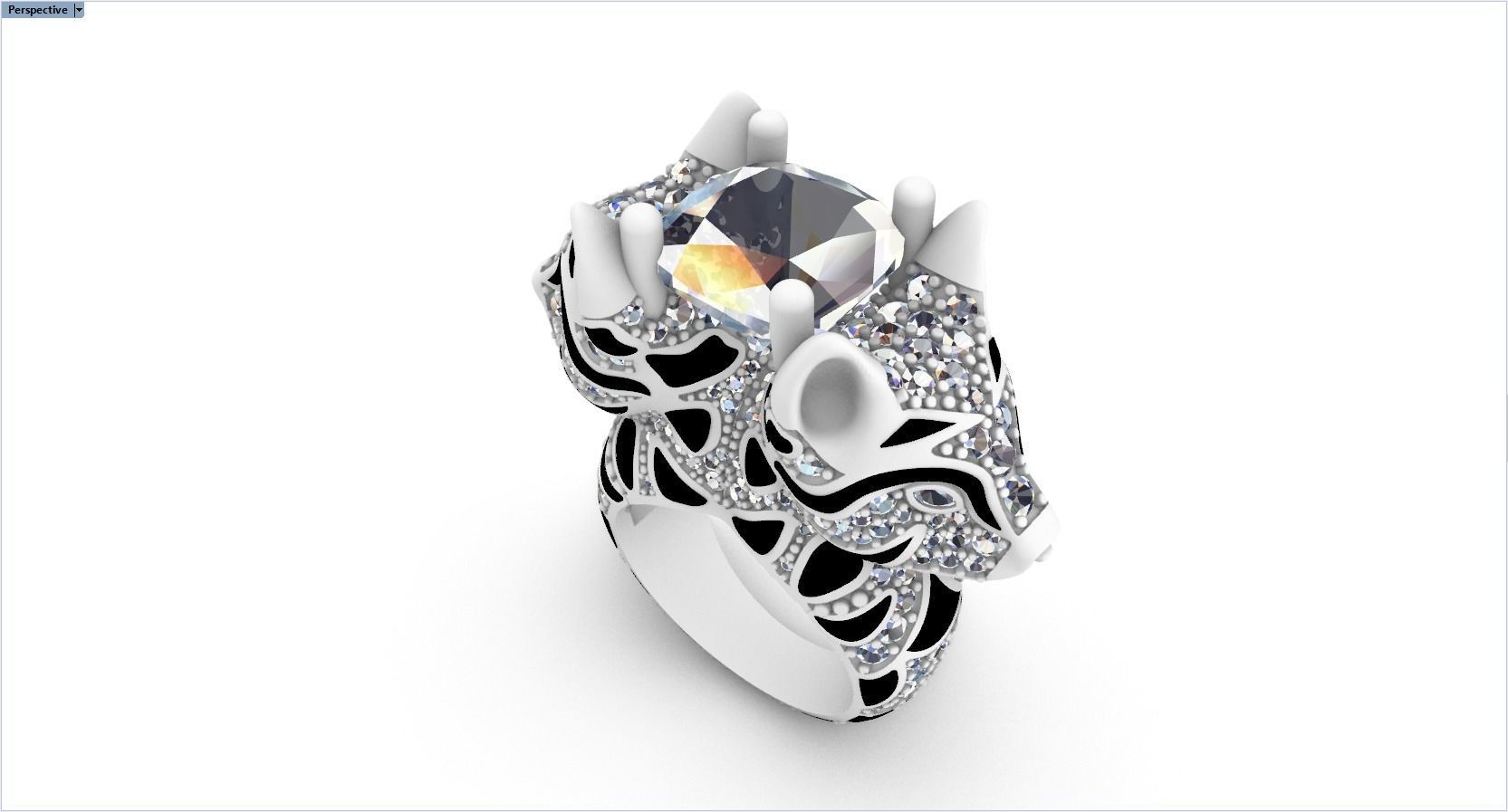 cat ring with gems 3D print model_32