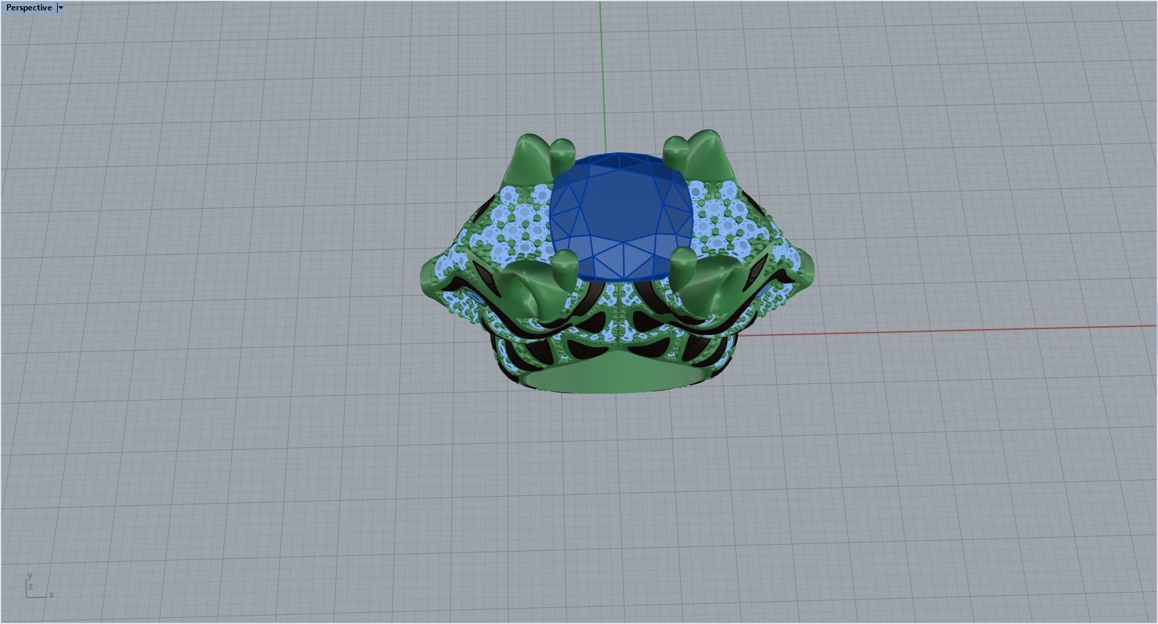 cat ring with gems 3D print model_30