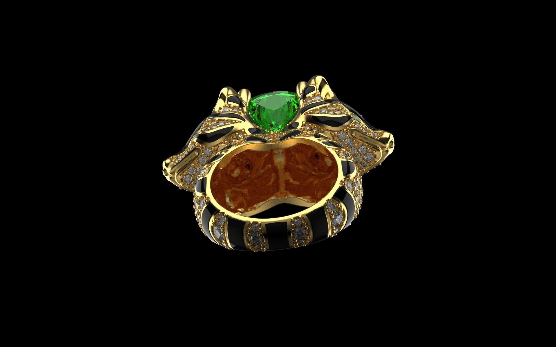 cat ring with gems 3D print model_8