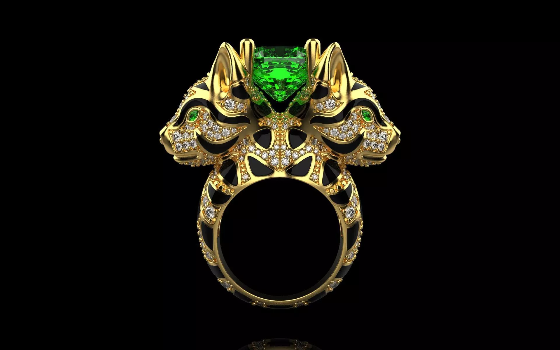 cat ring with gems 3D print model_0