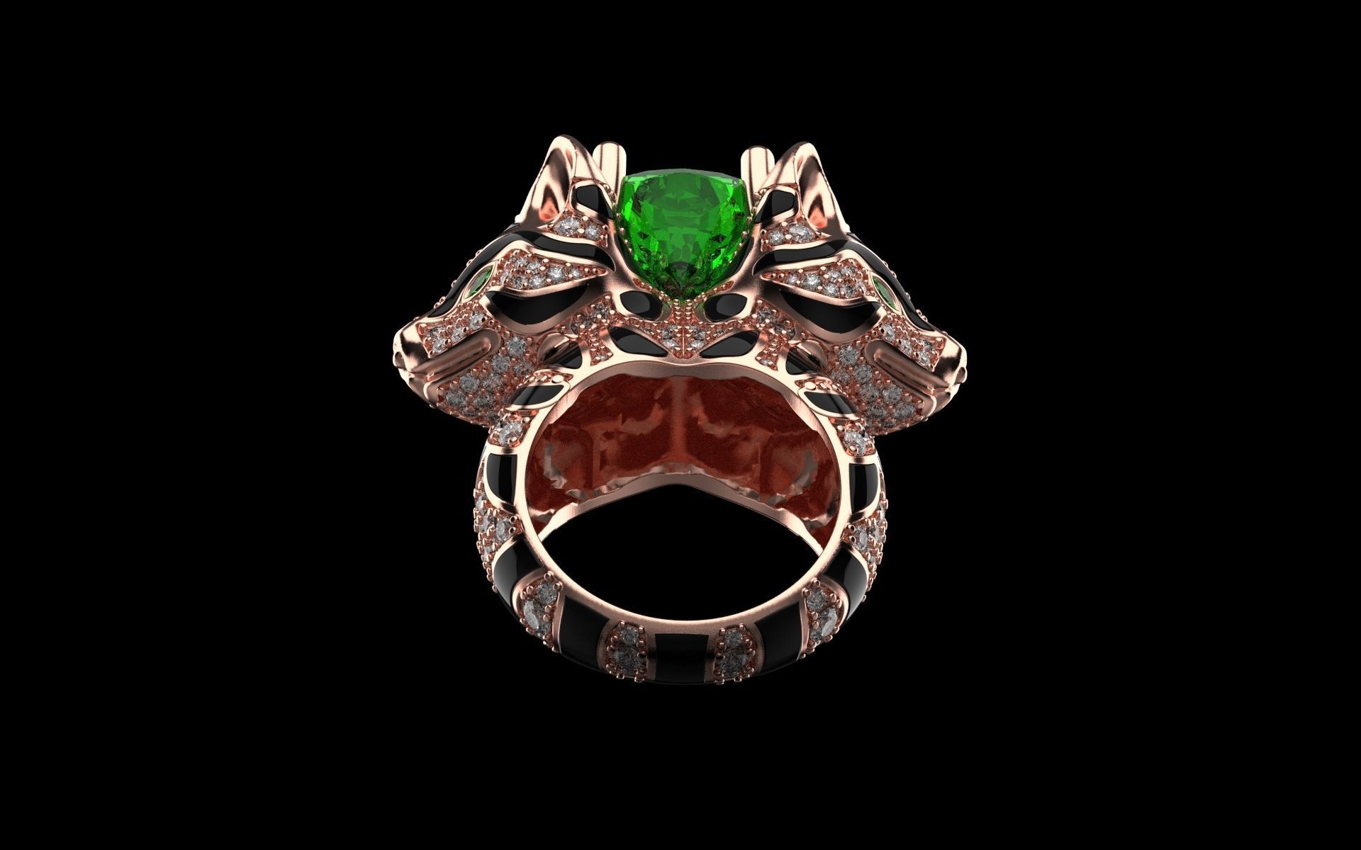 cat ring with gems 3D print model_22